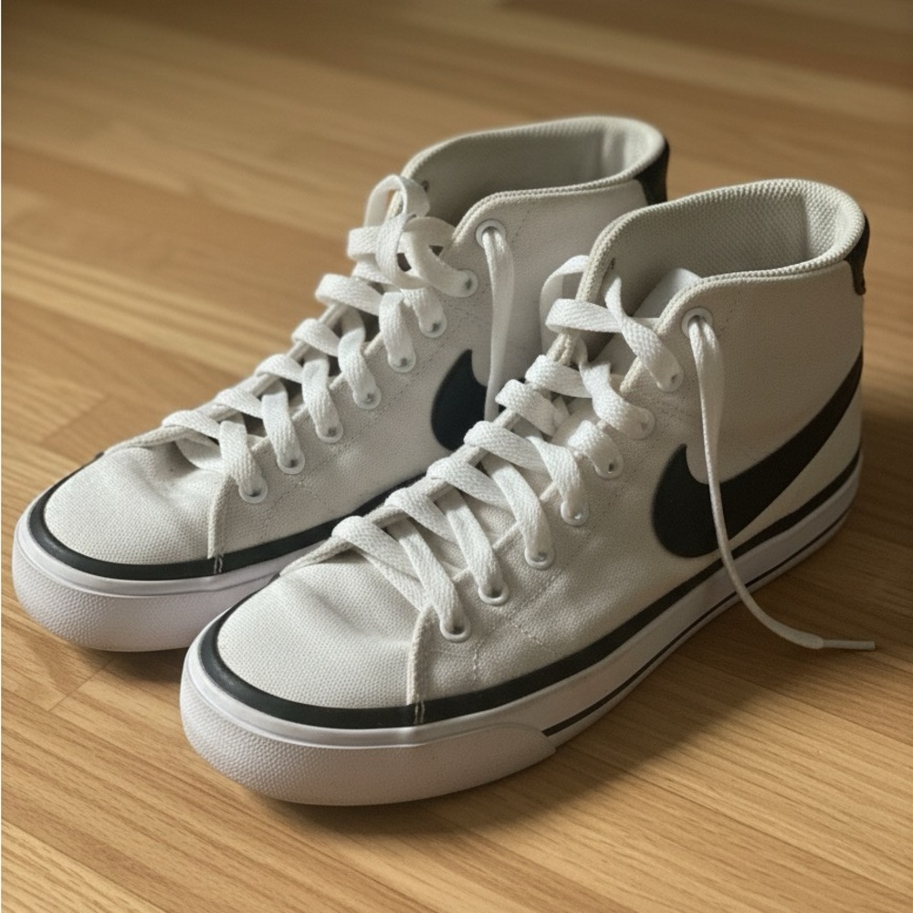 Nike White and Black High-Top Sneakers